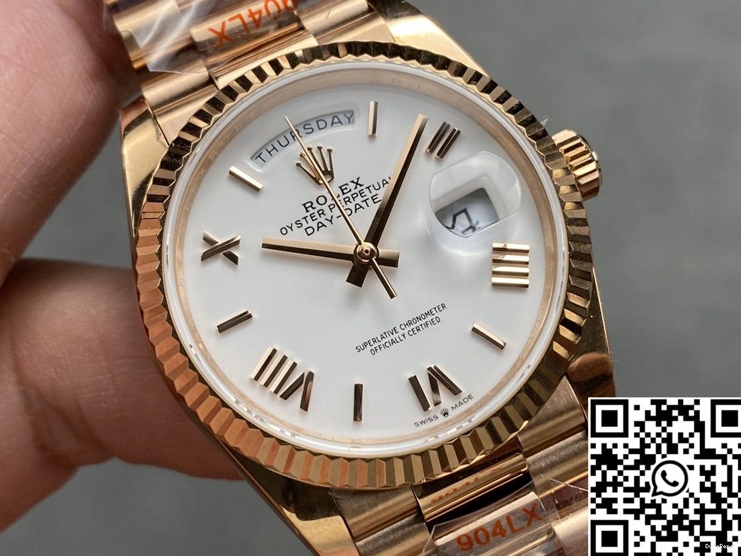 36mm Rolex v5 White Gold Date Rose QF M128235 Day Dial Steel Factory Tungsten 0715